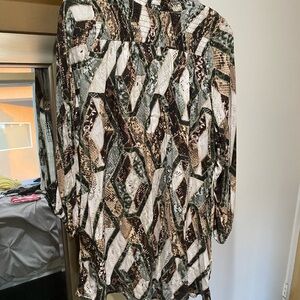 H&M Geometric Print Dress - Green and Brown